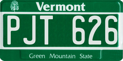 VT license plate PJT626