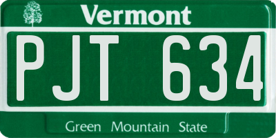 VT license plate PJT634