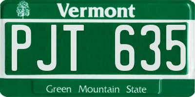 VT license plate PJT635