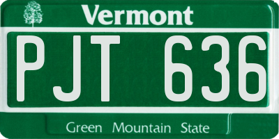 VT license plate PJT636