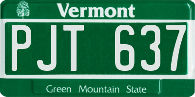 VT license plate PJT637
