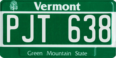 VT license plate PJT638