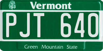 VT license plate PJT640