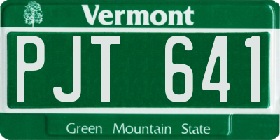 VT license plate PJT641