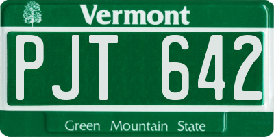 VT license plate PJT642