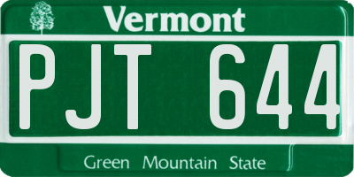 VT license plate PJT644