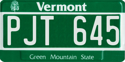 VT license plate PJT645