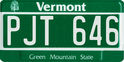 VT license plate PJT646