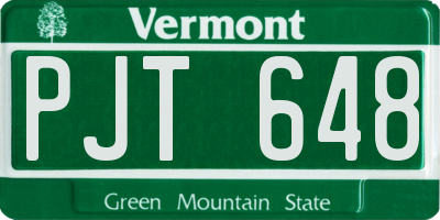 VT license plate PJT648