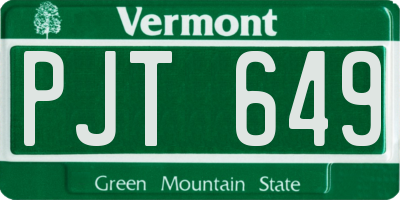 VT license plate PJT649