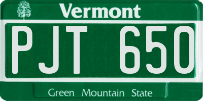 VT license plate PJT650