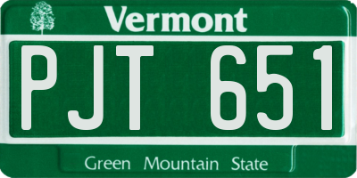 VT license plate PJT651