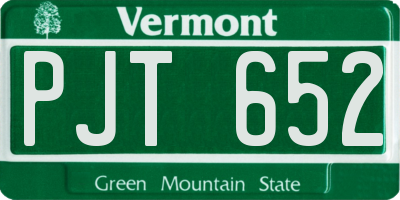 VT license plate PJT652