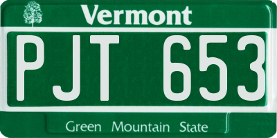 VT license plate PJT653