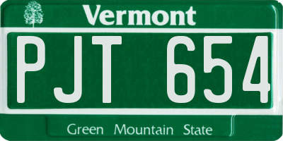 VT license plate PJT654
