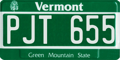 VT license plate PJT655