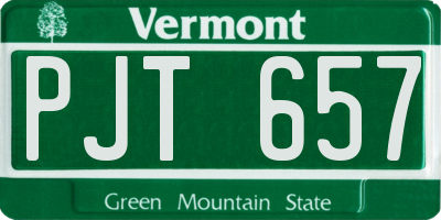 VT license plate PJT657