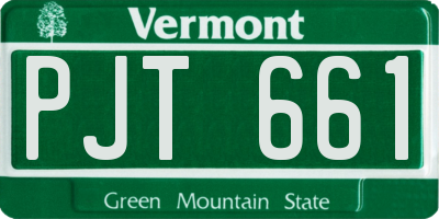 VT license plate PJT661