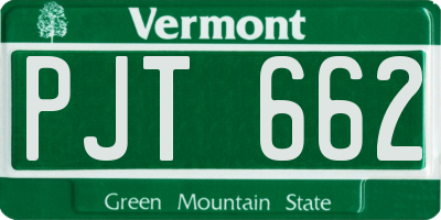 VT license plate PJT662