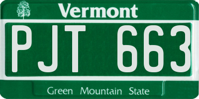 VT license plate PJT663