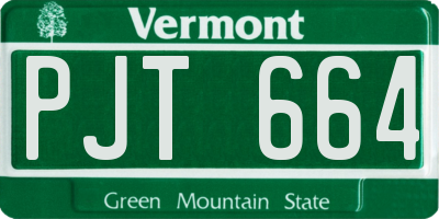 VT license plate PJT664