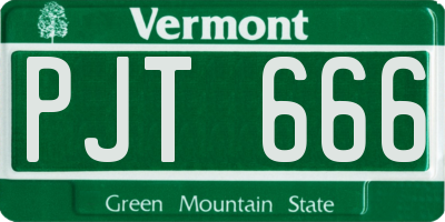VT license plate PJT666