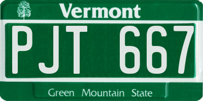 VT license plate PJT667