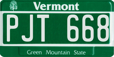 VT license plate PJT668