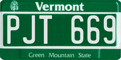 VT license plate PJT669
