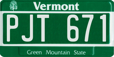 VT license plate PJT671