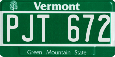 VT license plate PJT672