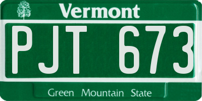 VT license plate PJT673