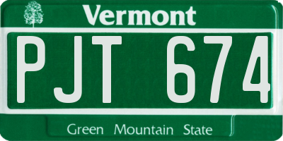 VT license plate PJT674