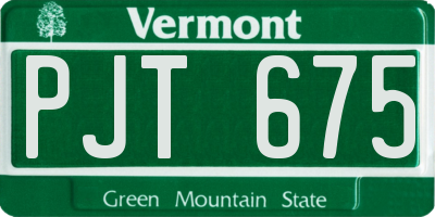 VT license plate PJT675