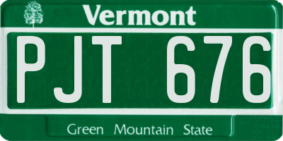 VT license plate PJT676