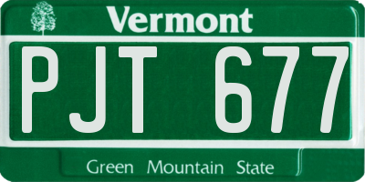 VT license plate PJT677