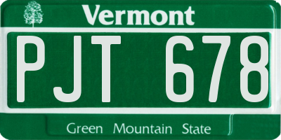 VT license plate PJT678