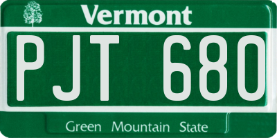 VT license plate PJT680