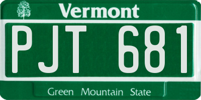 VT license plate PJT681