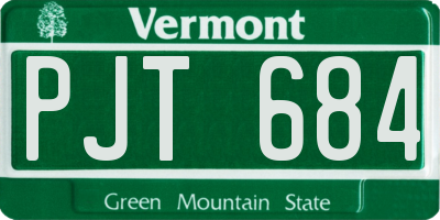 VT license plate PJT684