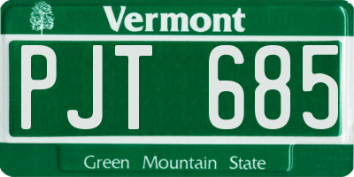 VT license plate PJT685