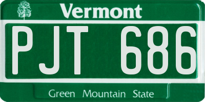 VT license plate PJT686