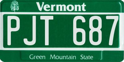 VT license plate PJT687