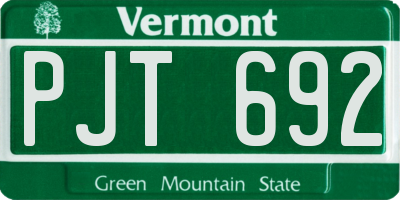 VT license plate PJT692