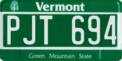 VT license plate PJT694