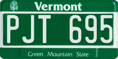 VT license plate PJT695