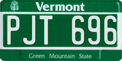 VT license plate PJT696