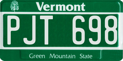 VT license plate PJT698