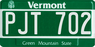 VT license plate PJT702