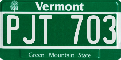 VT license plate PJT703